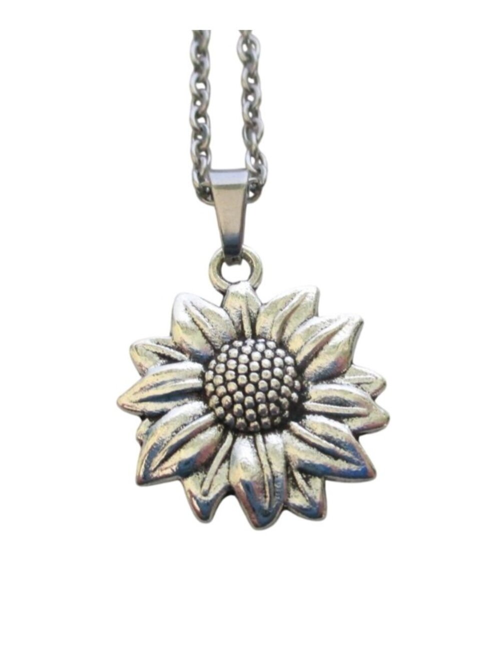 New Sunflower Pendant Necklace With 18" Stainless Chain Floral Jewelry Gift